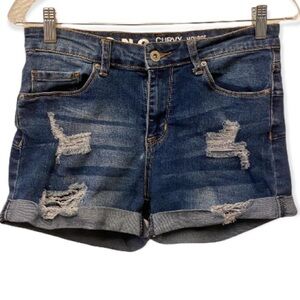 S.O.N.G. Size 5 Curvy High Rise, Distressed Denim Cuffed Shorts Women’s, Stretch